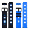 WOCCI 18mm Bicolor Watch Band, Silicone Rubber, Quick Release Replacement Strap for Men and Women, Black Stainless Steel Buckle (Black-Blue)