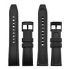 WOCCI 22mm Hevea Watch Band, FKM Rubber (Not Silicone), Quick Release Replacement Strap for Men, Black Buckle (Black)
