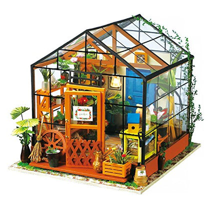 Rolife DIY Dollhouse Room Kit-Handmade Diorama Home Decoration-Miniature Model to Build-Christmas Birthday Gifts for Boys Girls Women Friends (Cathy's Flower Green House)