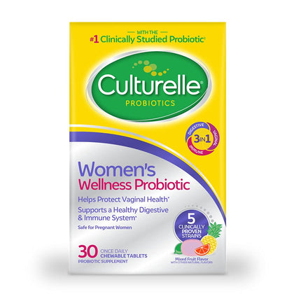 Culturelle Womens Wellness, Daily Chewable Probiotics for Women - Supports Digestive, Vaginal and Immune Health, Occasional Diarrhea, Gas & Bloating - Non-GMO - 30 Count