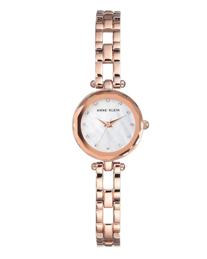 Anne Klein Women's Premium Crystal Accented Rose Gold-Tone Open Bracelet Watch