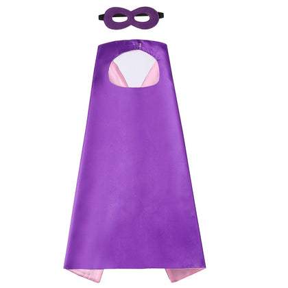 Evlatte Kids Superhero Cape and Mask, Festival Fancy Dress Superhero Costumes for Boys and Girls Dress up for Halloween Christmas Cosplay Birthday Party (Purple-Pink)