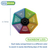 EZY DOSE Weekly Pill Organizer and Planner, Travel Pill Planner, 7-Sided, Rainbow Colors