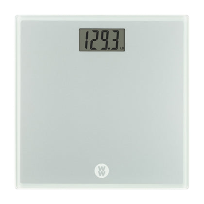 Weight Watchers Scales by Conair Bathroom Scale for Body Weight, Easy To Read Scale, Glass Body Scale Measures Weight Up to 400 Lbs. in Chic Glass