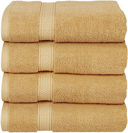 Utopia Towels 4 Pack Premium Bath Towels Set, (27 x 54 Inches) 100% Ring Spun Cotton 600GSM, Lightweight and Highly Absorbent Quick Drying Towels, Perfect for Daily Use (Beige)