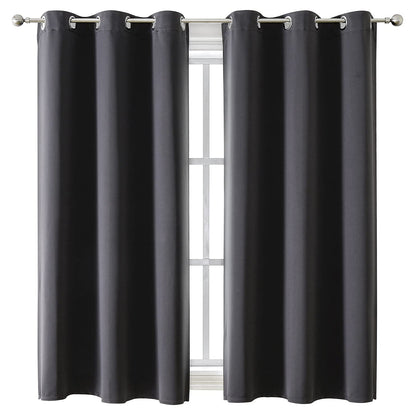 ChrisDowa Grommet Blackout Curtains for Bedroom and Living Room - 2 Panels Set Thermal Insulated Room Darkening Curtains (Dark Grey, 42 x 63 Inch)