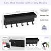 VIS'V Key Holder Wall Mount, Matte Black Stainless Steel Key Mail Holder Small Key Rack with Tray Adhesive Key Hanger Storge Mail Organizer with 6 Key Hooks for Entryway Hallway Doorway
