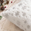 MIULEE Set of 2 Christmas Decorative Throw Pillow Covers, Soft Faux Fur Pillow Cases Covers with Silver Snowflake Glitter Printed Winter Pillowcases for Couch Sofa Bed Girls Room, 18 X 18 Inch, Ivory