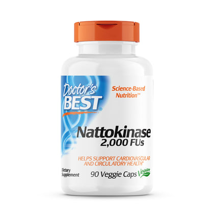 Doctor's Best Nattokinase - 2, 000 FU of Enzyme, Supports Heart Health & Circulatory & Normal Blood Flow, Non-GMO, Gluten Free, Vegan, 90 VC (DRB-00125)