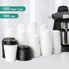 RACETOP [100 Pack] 12 oz Disposable Coffee Cups with Lids, Paper Coffee Cups with Lids 12 oz, Hot Cups for Home/Office