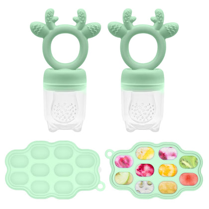 2 Sets Silicone Breastmilk Popsicle Molds with Baby Food Feeder, BPA Free Fruit Feeder Pacifier with Frozen Ice Tray for Baby Feeding Safely, Infant Fruit Teething Toy for Baby Boy Girl Gifts (Green)