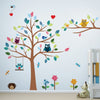 TIMBER ARTBOX Cheerful Safari Nursery Wall Decor - Woodland Jungle Wall Decals with Owls & Tree - Cute Animal Stickers for Kids Room, Baby Boys and Girls Bedroom, Classroom & Daycare Decorations