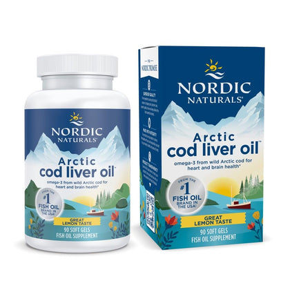 Nordic Naturals Arctic Cod Liver Oil, Lemon - 90 Soft Gels - 750 mg Total Omega-3s with EPA & DHA - Heart & Brain Health, Healthy Immunity, Overall Wellness - Non-GMO - 30 Servings