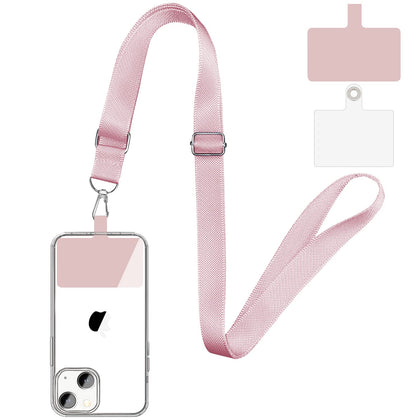 BFSD·DM Phone Lanyard, Cell Phone Lanyards for Around The Neck,Adjustable Nylon Phone Strap Crossbody Compatible with Most Smartphones with Full Coverage Case(Pink)