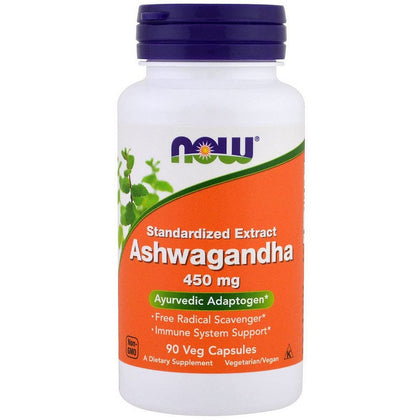 NOW Supplements, Ashwagandha (Withania somnifera) 450 mg (Standardized Extract) for Immune Support ,90 Veg Capsules