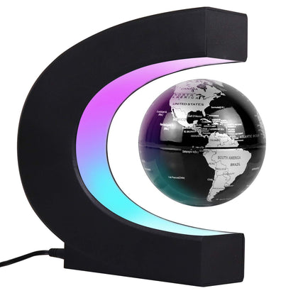 JOWHOL Magnetic Floating Globe with LED Lights, Perpetual Auto-Rotating, 3.3 inch Levitating Globe, Gift for Men Father Boys & Girls, Desk Tech Gadget Decor for Office/Home (Black)