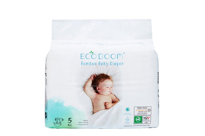 ECO BOOM Baby Diapers 100% Eco-Friendly Natural Diaper Size 5 (26lb+) Infant Anti Leak System Disposable Diapers Chlorine-Free for Bamboo Viscose Baby Diaper 28 Count