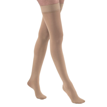 JOBST Relief Thigh High 15-20 mmHg Compression Stockings, Closed Toe with Silicone Dot Band, X-Large, Beige