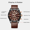 Mini Focus Men Watches Business Casual Wrist Watches (Multifunction/Waterproof/Luminous/Calendar) Genuine Leather Band Fashion Watch for Men (Brown)