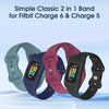SKYLET 3-Pack Sports Band compatible with Fitbit Charge 6 / Charge 5 / Charge 4 / Charge 3 Bands with Case Silicone Straps, Drop-proof Protective Soft Skin-friendly for Women Men