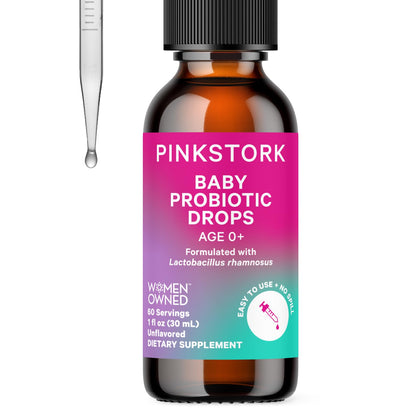 Pink Stork Baby Probiotic Drops, Newborn, Infant & Toddler Probiotics to Help Aid Digestion and Constipation Support, Newborn Essentials - 1 fl oz, 2 Month Supply