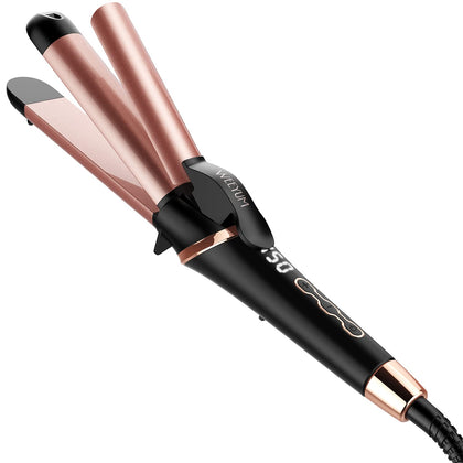 2 in 1 Hair Straightener and Curler, 1 1/4 inch Curling Iron Dual Voltage Travel,Flat Iron Curling Iron in One with 4 Adjustable Temp for All Hair Types(Regular Size)