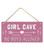Fun-Plus Girl Cave Sign, Decorations for Bedroom, 12?x6? PVC Plastic Decoration Hanging for Kids Room & Door, No Boys Allowed, Room Decor