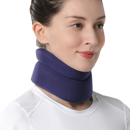 Velpeau Neck Brace -Foam Cervical Collar - Soft Neck Support Relieves Pain & Pressure in Spine - Wraps Aligns Stabilizes Vertebrae - Can Be Used During Sleep (Comfort, Blue, Medium, 4?)