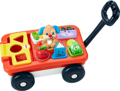 Fisher-Price Laugh & Learn Baby & Toddler Toy, Pull & Play Learning Wagon with Smart Stages & 4 Pieces for Ages 6+ Months