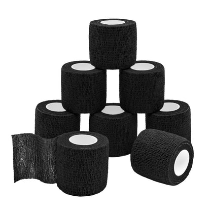 GooGou Self Adherent Wrap Bandages Self Adhering Cohesive Tape Elastic Athletic Sports Tape for Sports Sprain Swelling and Soreness on Wrist and Ankle 8PCS 2 in X 14.7 ft (Black)