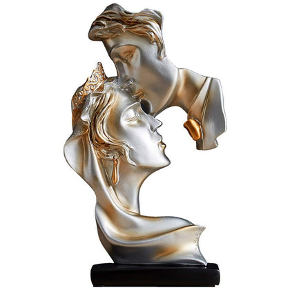 NEWQZ The Kissing Lover Statues Suitable Wedding Gift, for Desk Cabinet Home Decoration, H10.2 Inch (Champagne)