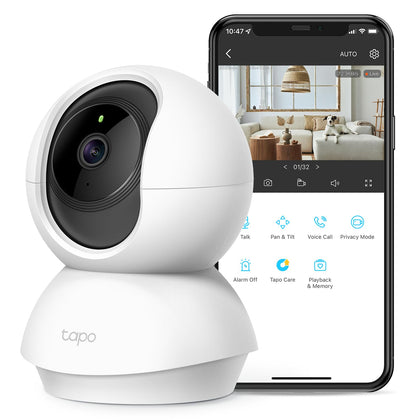 TP-Link Tapo 2K Pan/Tilt Security Camera for Baby Monitor, Dog Camera w/ Motion Detection and Tracking, 2-Way Audio, Night Vision, Cloud &SD Card Storage, Works w/ Alexa & Google Home (Tapo C210)