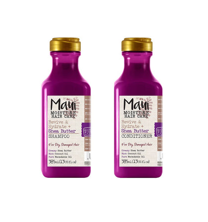 Maui Moisture Heal & Hydrate + Shea Butter Shampoo + Conditioner to Repair & Deeply Moisturize Tight Curly Hair with Coconut & Macademia Oils, Vegan, Silicone, Paraben & Sulfate-Free, 13 Fl Oz