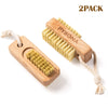 PySona 2 Pieces Natural Wooden bristle nail brushes for Cleaning Fingernail and Toenail non-slip two-sided Grip Hand foot Nail Brush Set Manicure Pedicure Scrubber Supply Men Women Girls