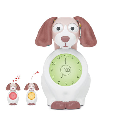 Zazu Kids Sleep Training Alarm Clock for Kids - Ready to Rise Children's Trainer, Time to Wake Clock for Toddlers, Night Light, Sleep Aid, Davy The Dog Pink