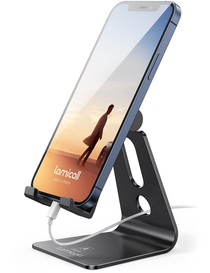 Lamicall Adjustable Cell Phone Stand, Desk Phone Holder, Cradle, Dock, Compatible with iPhone 15, 14, Plus, Pro, Pro Max, 13 12 X XS,4-8