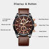 Mini Focus Men Watches Business Casual Wrist Watches (Multifunction/Waterproof/Luminous/Calendar) Genuine Leather Band Fashion Watch for Men (Brown).