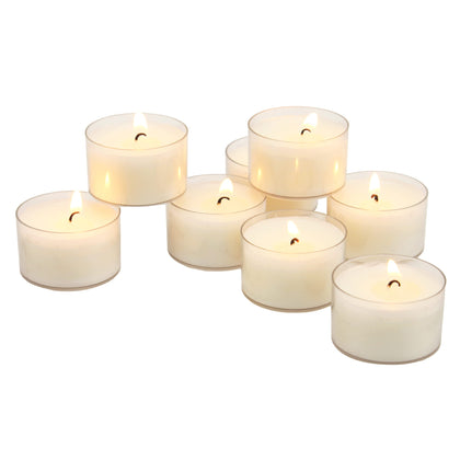 Stonebriar Bulk 96 Pack Unscented Smokeless Long Burning Clear Cup Tea Light Candles with 6 to 7 Hour Extended Burn Time