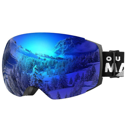 OutdoorMaster Ski Goggles PRO - Frameless, Interchangeable Lens 100% UV400 Protection Snow Goggles for Men & Women (VLT 15% Blue Lens Free Protective Case)