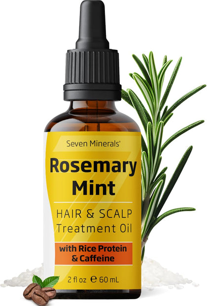 NEW Rosemary Oil for Hair Growth, Infused with Rice Protein, Caffeine, Mint and Natural Hair Strengthening Oils, Naturally Thicker, Longer, Softer Hair for Men & Women (2 fl oz)