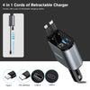 MAGJIEYX 4 in 1 Retractable Car Charger, USB C Fast Charging Adapter[Max100W] with Lightning Cable&Dual Charge Port Compatible with iPhone 15/14/13/12/11 Pro Max Plus/iPad/AirPods,Galaxy,Google