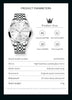 OLEVS Men Watches Business Dress Diamond Analog Quartz Date Luxury Wrist Watch Silver Casual Stainless Steel Waterproof Luminous Two Tone Watch for Men