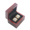 XiaKoMan World Champions Ring Perfect Display 2 Holes Case Box Championship Real Wooden Memorabilia Display & Storage Gift for Sports Fans(no Ring) (2 Holes)