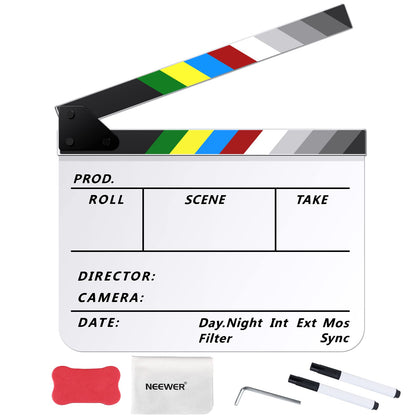 NEEWER Acrylic Film Movie Directors Clapper Board Kit, 12