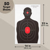 50 Pack Paper Shooting Targets for Range, Bulk for Hunting, Handguns, Pistols, Rifles, Silhouette with Red Bullseye (14x22 in)