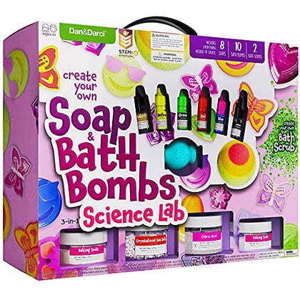 Soap & Bath Bomb Making Kit for Kids, 3-in-1 Spa Science Kit, Craft Gifts for Girls & Boys Age 6, 7, 8, 9, 10-12 Year Old Girl Crafts Kits : DIY Science Experiment Toys, Craft Gift for Kids Ages 6-12