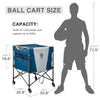 EVER ADVANCED Rolling Ball Storage Cart with Lockable Wheels, 33 x 22.8in Collapsible Garage Sports Equipment Organizer for Volleyball Basketball Tennis Toy Storage Multi-Sport Family Gym, Blue