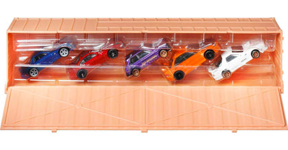 Hot Wheels Ronin Run Container Set, 5 1:64 Scale Premium Cars in Collectible Container, Metal/Metal Body & RealRiders Tires, Gift for Collectors