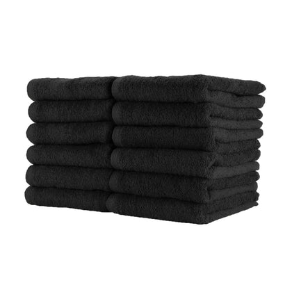 Arkwright Bleach Safe Jr. Salon Towels - (Pack of 12) 100% Ring Spun Cotton Soft Quick Dry Super Absorbent Hand Towel for Cosmetology, Spa, Facials, 16 x 27 in, Black