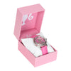 Accutime Barbie Women's Pink Glitter Analog Watch with Faux Leather Strap - Elegant Timepiece Inspired by Barbie The Movie, Silhouette Dial - BAR5017AZ